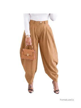 Womens Wide Leg Palazzo Pants High Waist Pleated Trousers Pockets